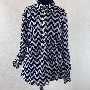Dalia Collection Stripped Woman Blouse Size XL
